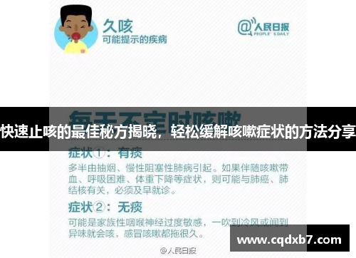 快速止咳的最佳秘方揭晓，轻松缓解咳嗽症状的方法分享